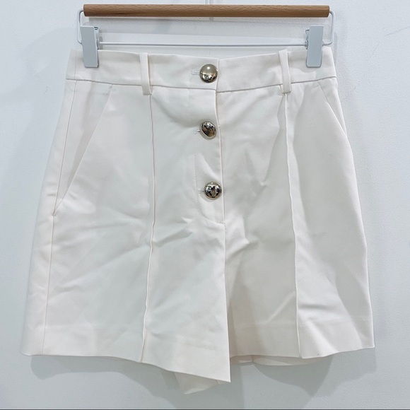 Zara high waisted cream shorts with pockets and gold buttons NEW - Picture 5 of 10
